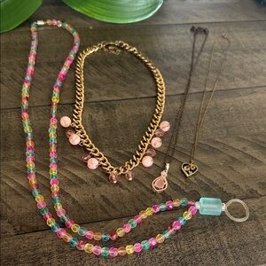 Bundle with Some Tarnishing Colorful Beaded Necklace Set with Pendants